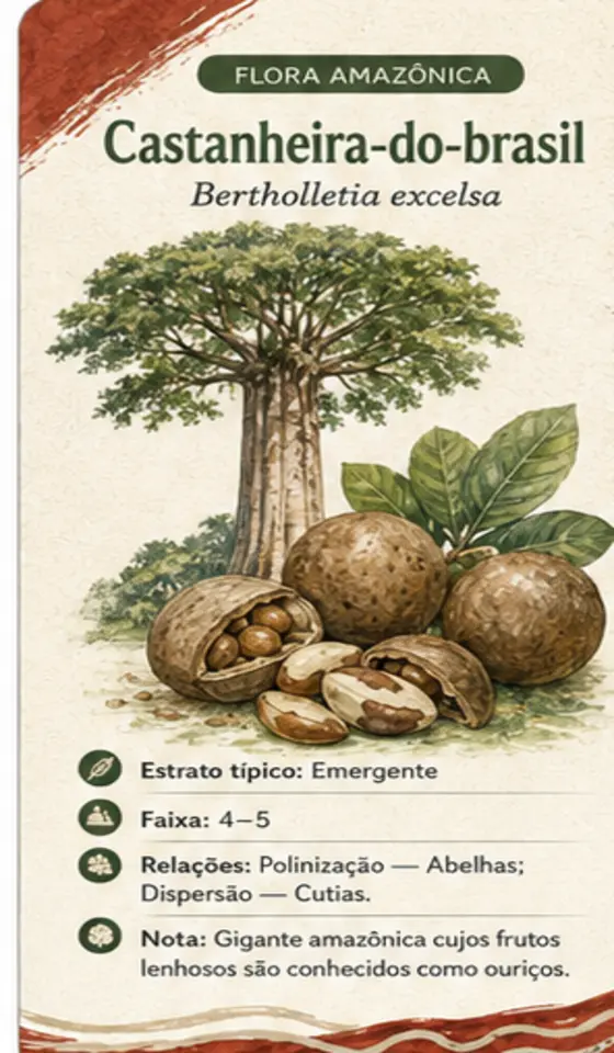 Carta em aquarela da castanheira-do-brasil